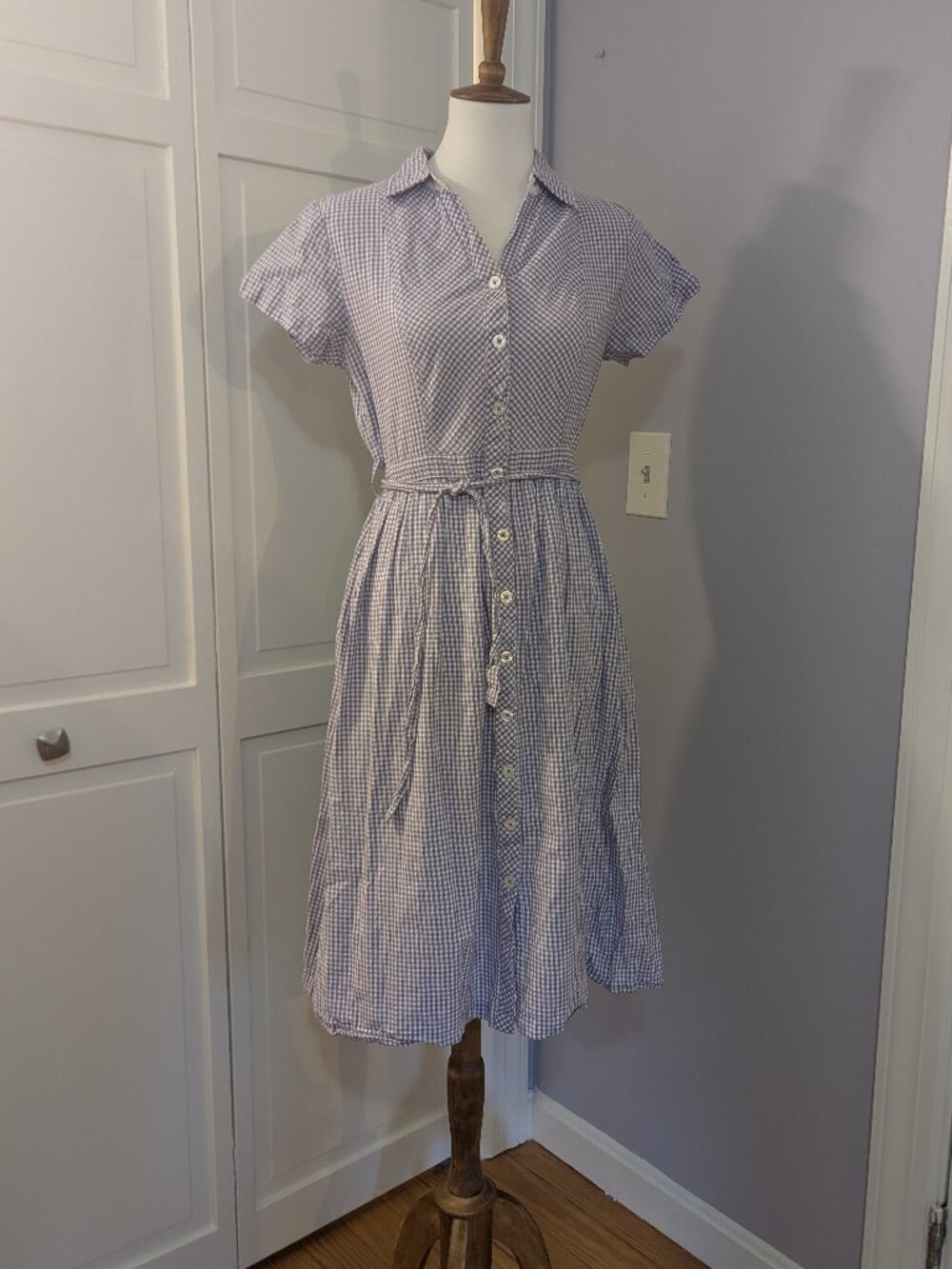 The Vermont Country Store Dress Purple Gingham